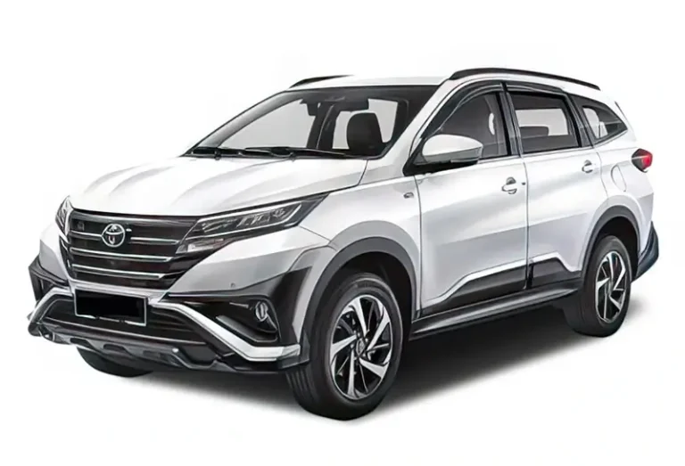 KK Car Rental offers white Toyota Rush auto seven-seater SUV with modern design and family-friendly features