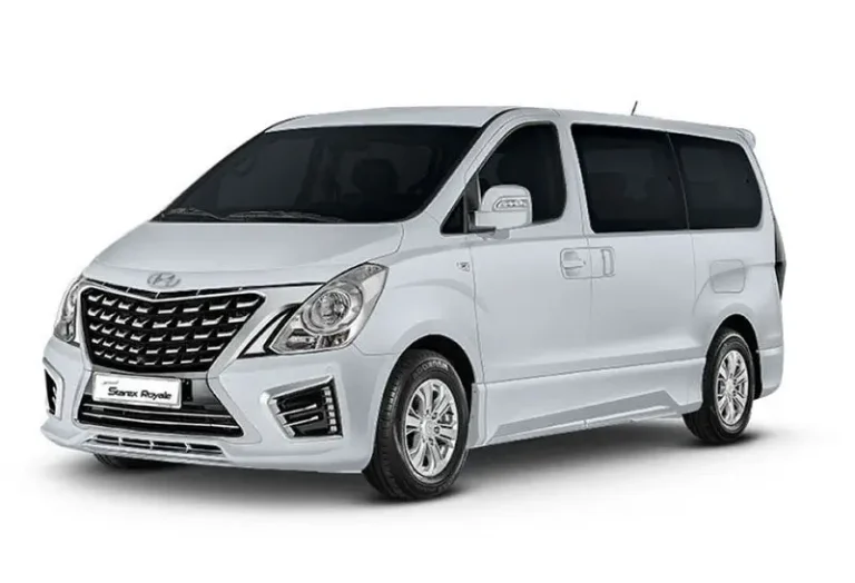 KK Car Rental offers white Hyundai Starex 2.5 turbo auto multi-purpose vehicle with modern design features