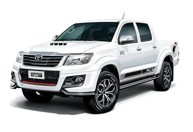 White Toyota Hilux TRD Sportivo 3.0 turbo automatic pickup with sporty styling available at KK Car Rental