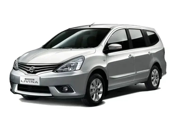 Silver Nissan Grand Livina MPV with alloy wheels and seven-seater family capacity available at KK Car Rental