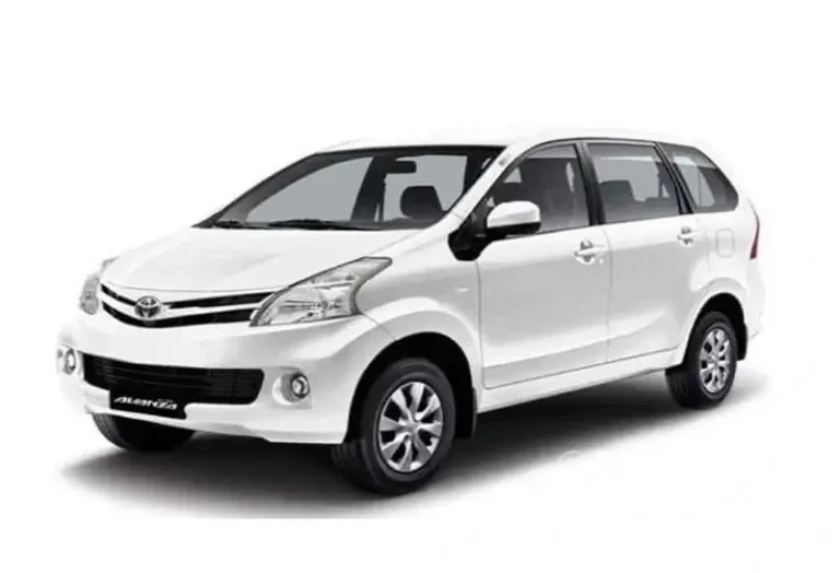 White Toyota Avanza 1.5 automatic medium MPV with alloy wheels and family seating at KK Car Rental